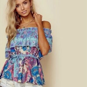 Spell & The Gypsy Siren Song Off shoulder top with waist tie XS